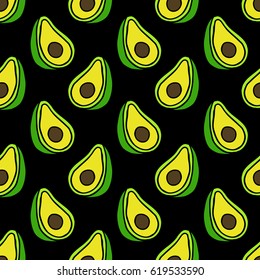 seamless doodle pattern. avocado. vector illustration