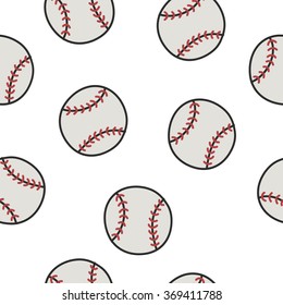 seamless doodle pattern. baseball. vector illustration