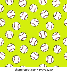 seamless doodle pattern. baseball. vector illustration