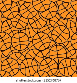seamless doodle pattern with basketball ball. vector illustration with basketball ball
