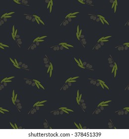 seamless doodle pattern. black olive. vector illustration