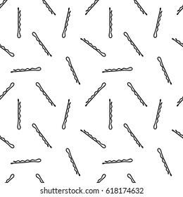 seamless doodle pattern. bobby pin (hair pin). vector illustration