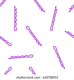 Seamless Doodle Pattern. Bobby Pin (hair Pin). Vector Illustration