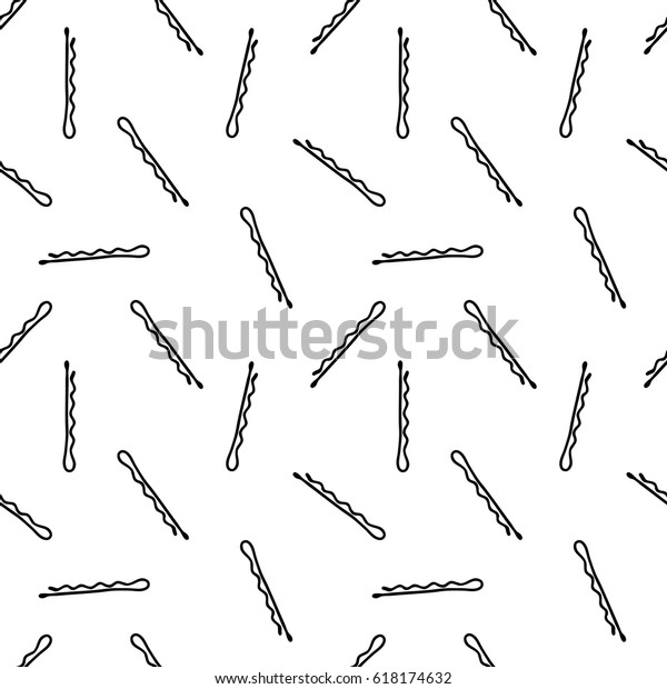 Seamless Doodle Pattern Bobby Pin Hair Stock Vector Royalty Free