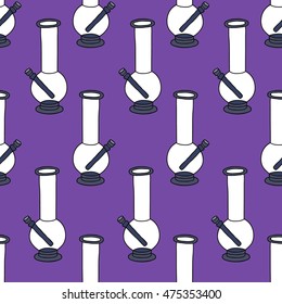 seamless doodle pattern. bong for smoking. vector illustration