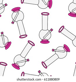 seamless doodle pattern. bong for smoking. vector illustration