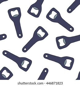 seamless doodle pattern. bottle opener. vector illustration