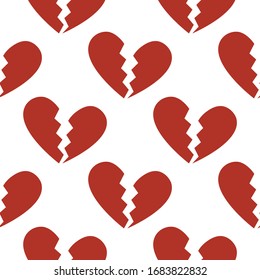 
seamless doodle pattern. broken heart. vector illustration