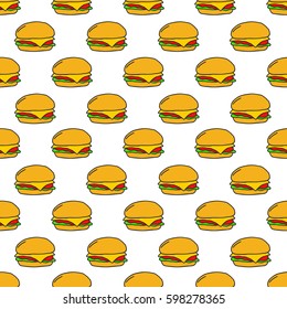 seamless doodle pattern. burger. vector illustration