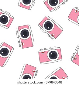 seamless doodle pattern. camera. vector illustration