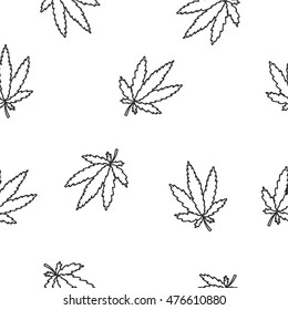 seamless doodle pattern. cannabis (marijuana leaf). vector illustration
