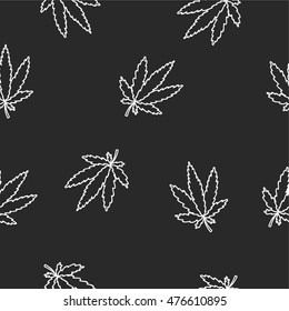 patrón de doodle impecable. cannabis (hoja de marihuana). ilustración vectorial
