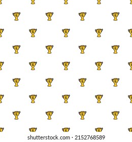 Patrón de doodle impecable con copa de campeonato. ilustración vectorial con copa dorada. Fondo deportivo