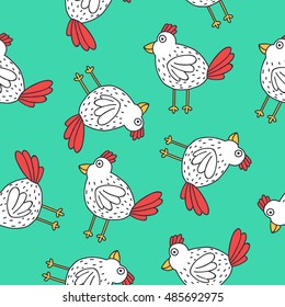 seamless doodle pattern. chicken. vector illustration