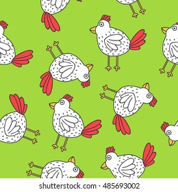 seamless doodle pattern. chicken. vector illustration