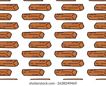 Seamless Doodle Pattern of Chocolate Bars or Wood Logs. Hand Drawn Cartoon Style Vector. Seamless vector pattern featuring hand-drawn brown blocks that resemble either chocolate bars or wooden logs.

