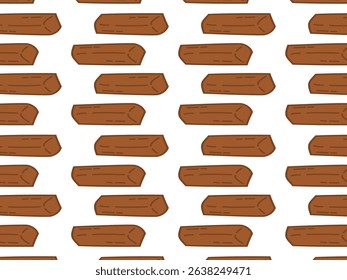 Seamless Doodle Pattern of Chocolate Bars or Wood Logs. Hand Drawn Cartoon Style Vector. Seamless vector pattern featuring hand-drawn brown blocks that resemble either chocolate bars or wooden logs.

