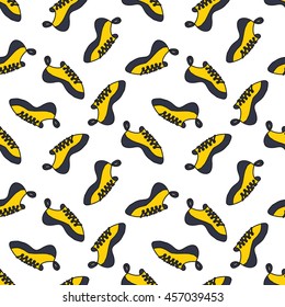 seamless doodle pattern. climbing shoes. vector illustration