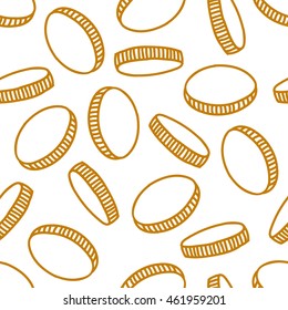 seamless doodle pattern. coins. vector illustration