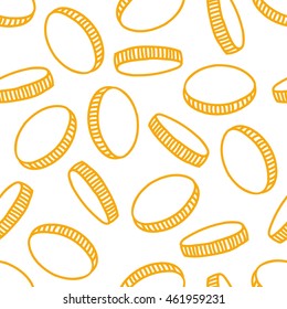 seamless doodle pattern. coins. vector illustration