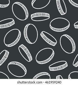 seamless doodle pattern. coins. vector illustration