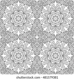 Seamless doodle pattern. Coloring Ethnic motives