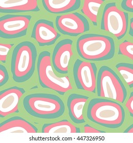 Seamless doodle pattern with coloured irregular hand drawn circles
