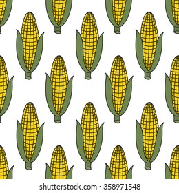 seamless doodle pattern. corn. vector illustration