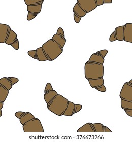 seamless doodle pattern. croissant. vector illustration