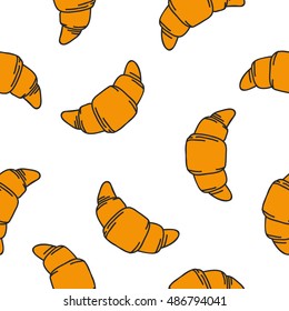 seamless doodle pattern. croissant. vector illustration