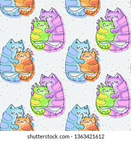 Seamless doodle pattern with cute animal elements. Endless vector image