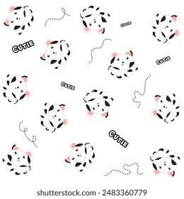 seamless doodle pattern of cute simple characters on white background. repeated pattern cuties. 