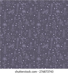 Seamless doodle pattern with flowers.