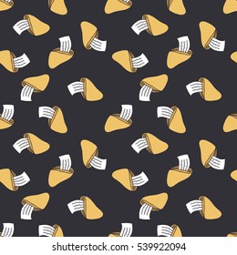 seamless doodle pattern. fortune chinese cookies. vector illustration