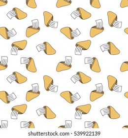 seamless doodle pattern. fortune chinese cookies. vector illustration