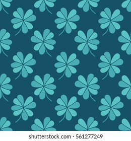 seamless doodle pattern. four leaf clover. vector illustration