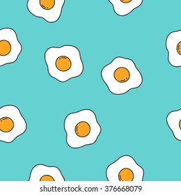 seamless doodle pattern. fried egg. vector illustration