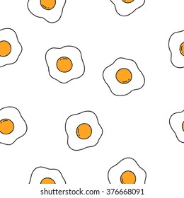 seamless doodle pattern. fried egg. vector illustration