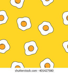 seamless doodle pattern. fried egg. vector illustration