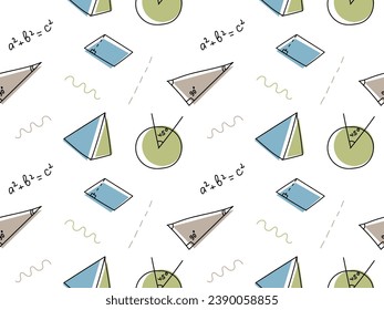 seamless doodle pattern with geometry, school,college,math