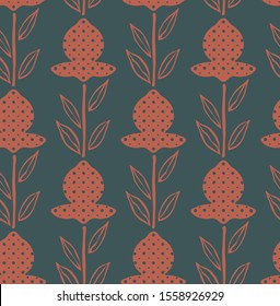 seamless doodle pattern with hand drawn fantasy flowers