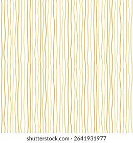 Seamless doodle pattern with hand Drawn wavy vertical lines in golden tones. Minimal abstract design for fabric, wallpaper, packaging, background, stationery, Birthday party design, interior decor