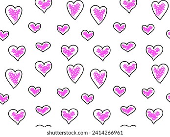 seamless doodle pattern with hearts