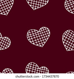 Seamless doodle pattern with hearts. Hand drawn illustration for cards, posters, banners, textile and other design.