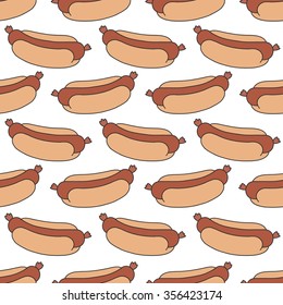 seamless doodle pattern. hot dog. vector illustration