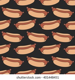 seamless doodle pattern. hot dog. vector illustration