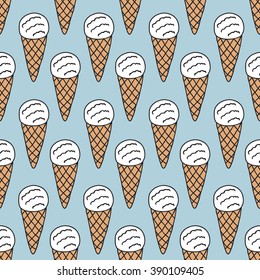 seamless doodle pattern. ice cream. vector illustration