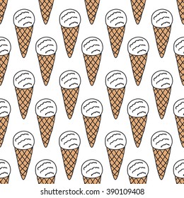 seamless doodle pattern. ice cream. vector illustration
