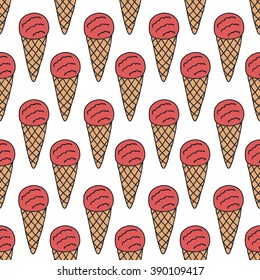 seamless doodle pattern. ice cream. vector illustration