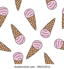 seamless doodle pattern. ice cream. vector illustration